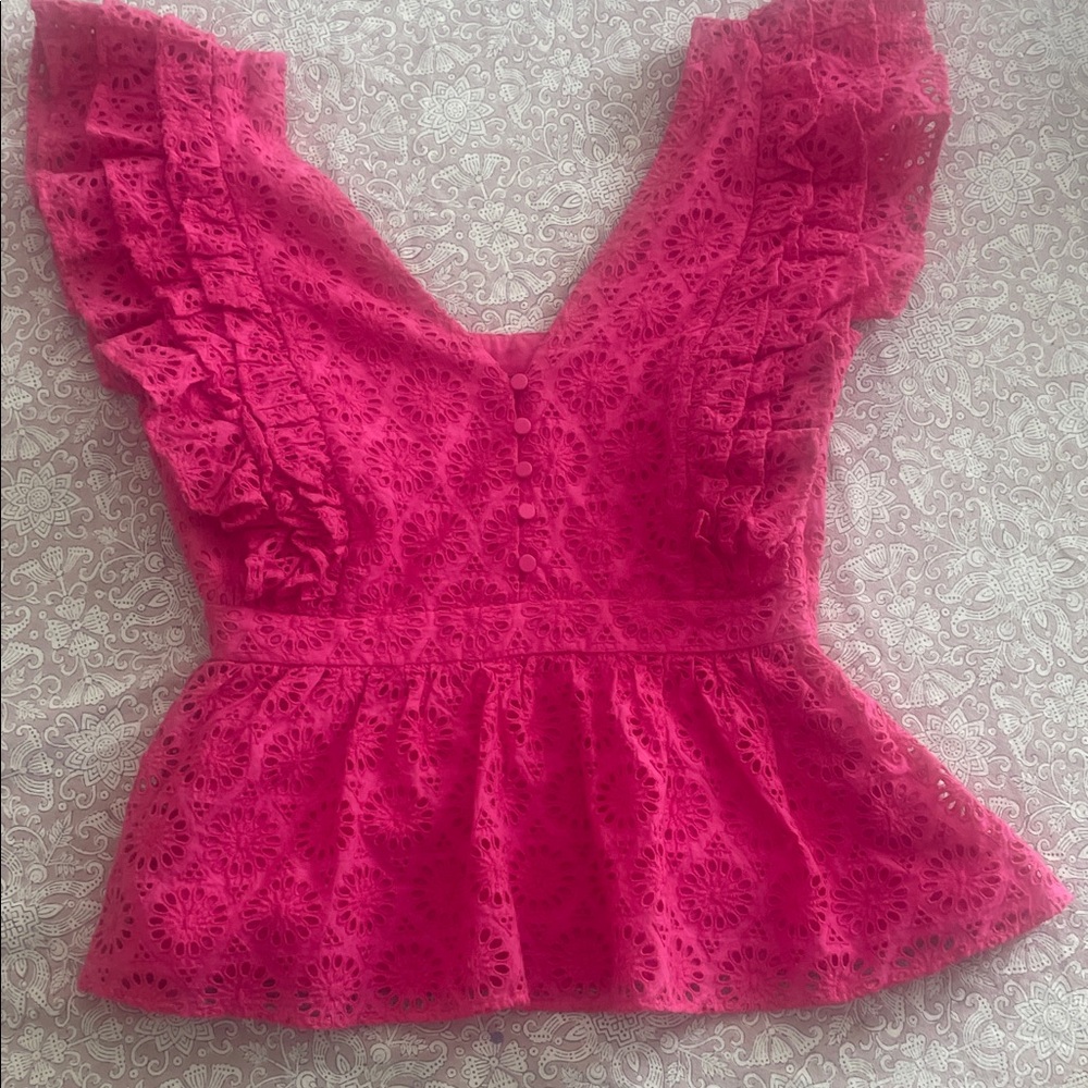 J Crew Pink Ruffle Top